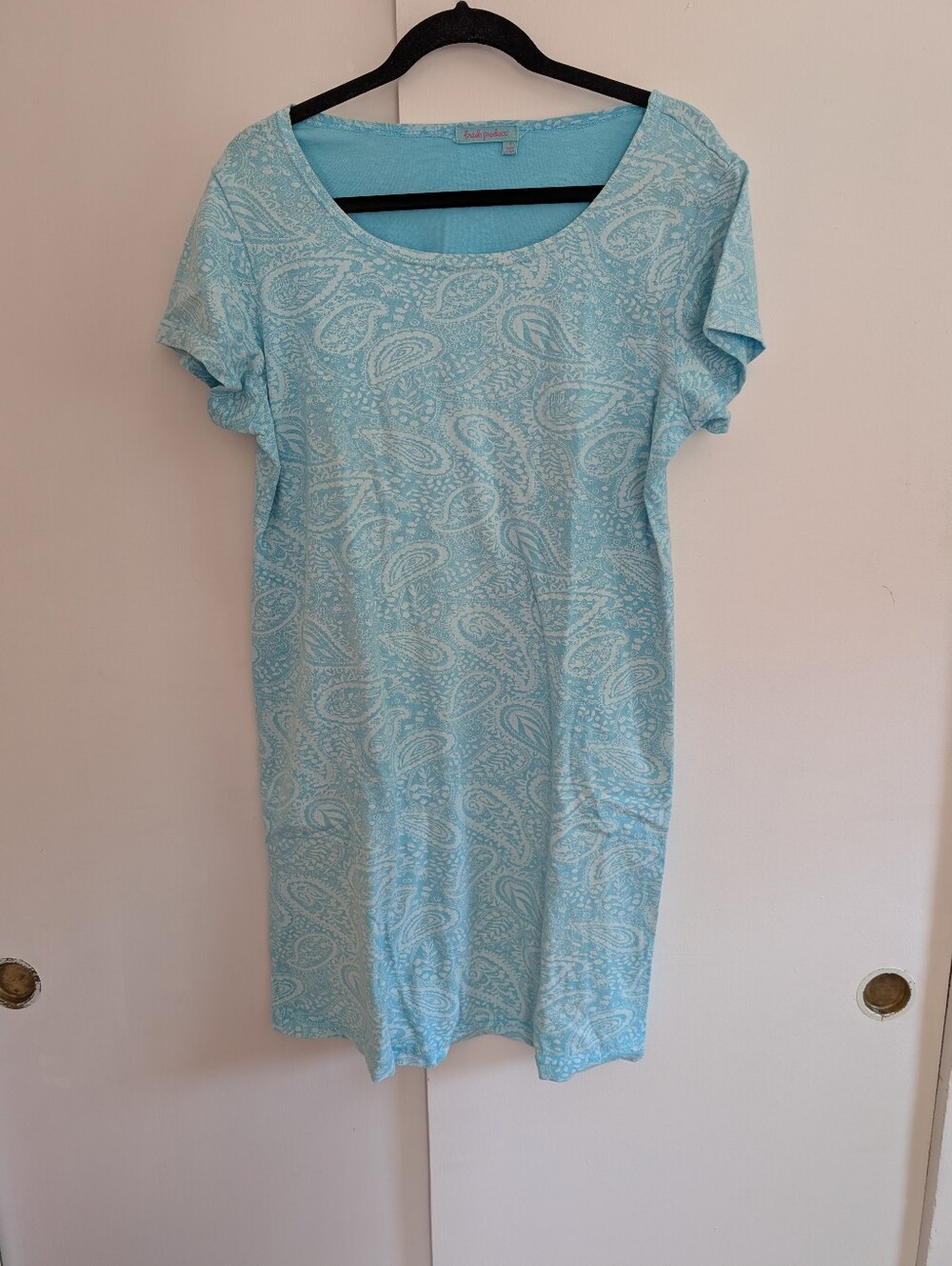 Fresh Produce Paisley Light Blue T Shirt Dress Size Small Oversized Fits M To S